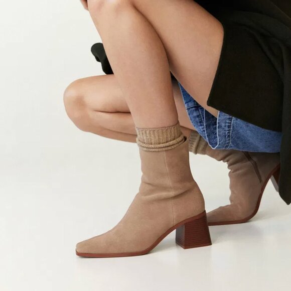 MANGO Heel Leather Ankle Boot Tan NWOT US 9 - Picture 2 of 11